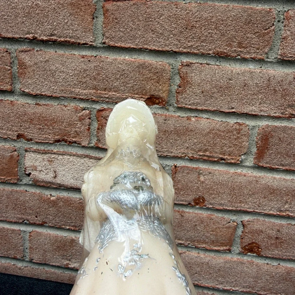 VTG Kameyama Figural Bride Wedding Dress Candle White Silver Retro Bridal Shower
